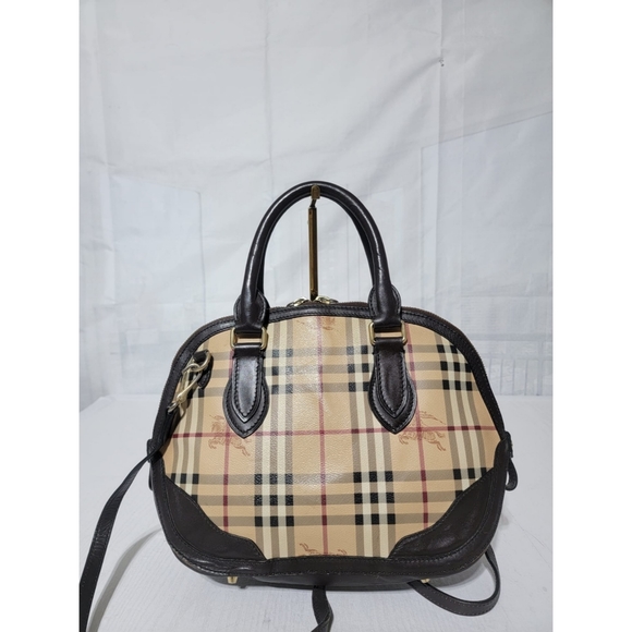 BURBERRYHaymarket Check Small Orchard Bowling Bag Chocolate - Picture 3 of 12